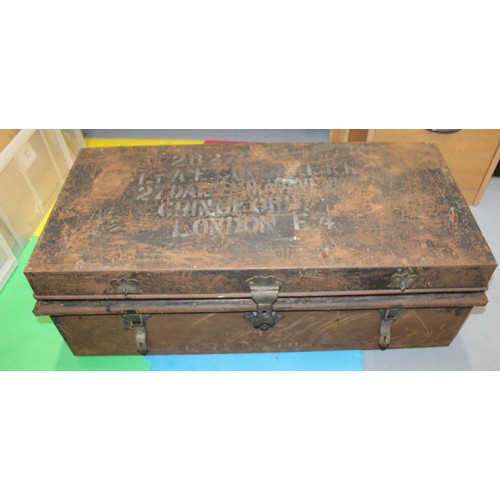 568 - Military Trunk Complete with WWII Tropical Uniform and other Military Items - Collection Only.