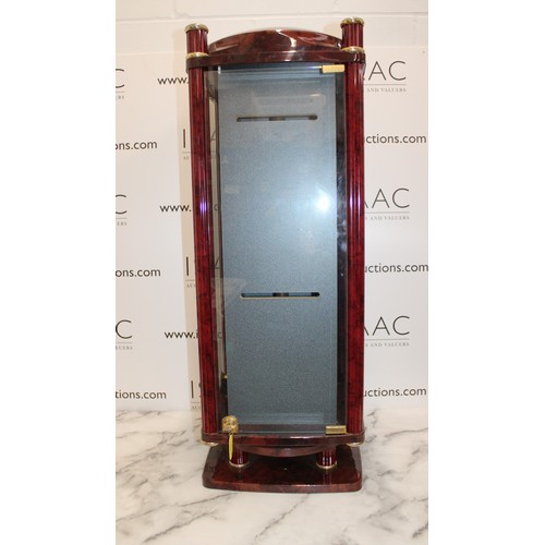 41 - Large Rotating Glass Fronted Lockable Display Case with Key - Height is 91cm approx x 32cm 

Collect... 