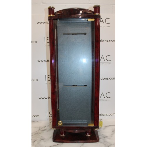 41 - Large Rotating Glass Fronted Lockable Display Case with Key - Height is 91cm approx x 32cm 

Collect... 