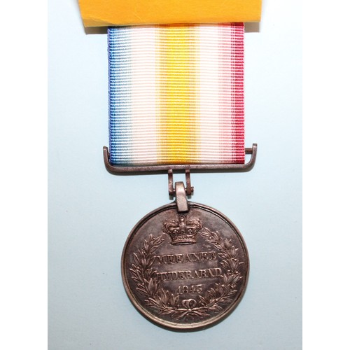 592 - 1843 Scinde Medal with Ribbon - Awarded to Richard Warner - 22nd Regiment