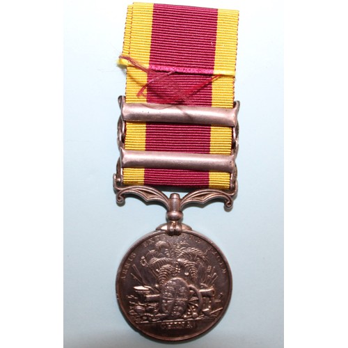 593 - 1842 China War Medal with 2 Bars - Awarded to Wm Lambert 1st Bn , 2nd Regt