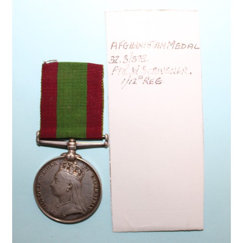 600 - 1881 Afghanistan Medal with Ribbon - Awarded to 32.B/373 PTE W SCRIVENER, 1/12TH REGT