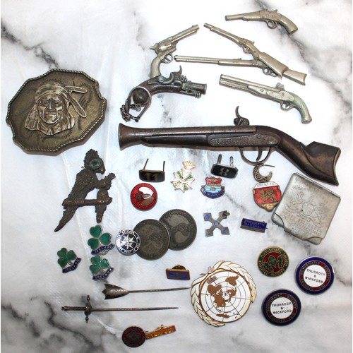 61 - Collection Of Collectable Items Inc- Badges/Miniature Guns/Buckle Belt Etc