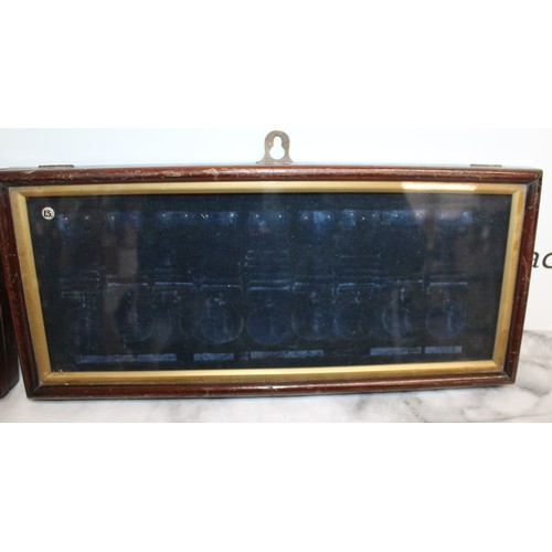 65 - 2 x Wooden Glass Fronted  Wall Cases Largest Length 42.5 cm
Collection Only