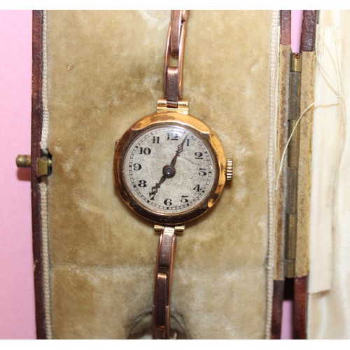 859 - Antique Stamped 15. 625 Watch Case & Stamped 9ct Strap Total Weight 13.05g Boxed
Untested