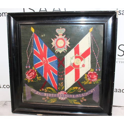 547 - Framed 2nd Battalion Bedfordshire Regiment Decorative Piece - Frame Measures 46cm x 46cm - Collectio... 