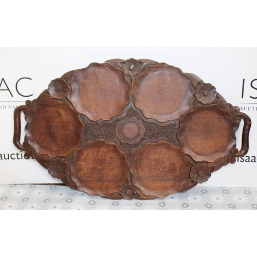 281 - Vintage Hand Carved Wooden Serving Tray
Dimensions 62cm x 34.5cm