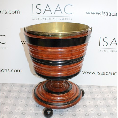 282 - A Lovely Wooden And Brass 19th Century Handled Peat/Ice-Bucket Height 40cm COLLECTION ONLY