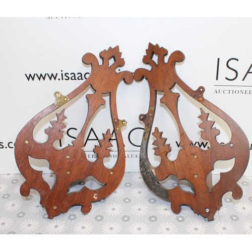 283 - 2 Victorian Style Wooden Fretwork Wall Shelves Height 41.5cm