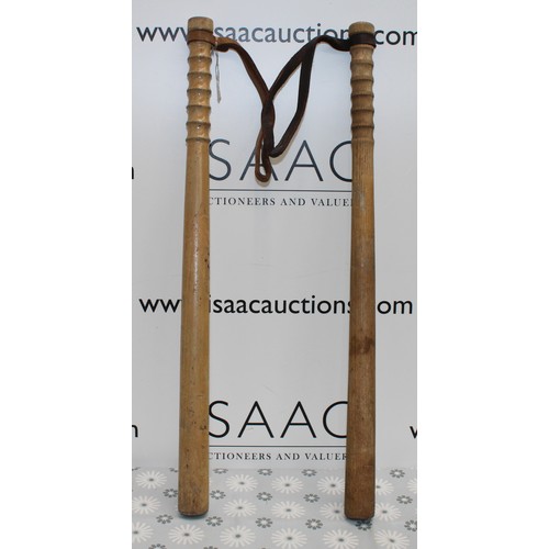 284 - 2 x Wooden Police Truncheons Length 61cm