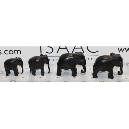 285 - 4 x Wooden Collectable Elephants Tallest 9cm As Found