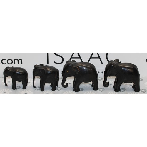 285 - 4 x Wooden Collectable Elephants Tallest 9cm As Found