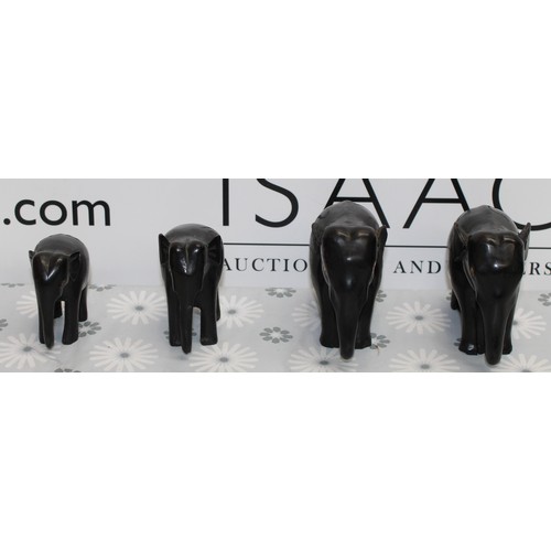 285 - 4 x Wooden Collectable Elephants Tallest 9cm As Found