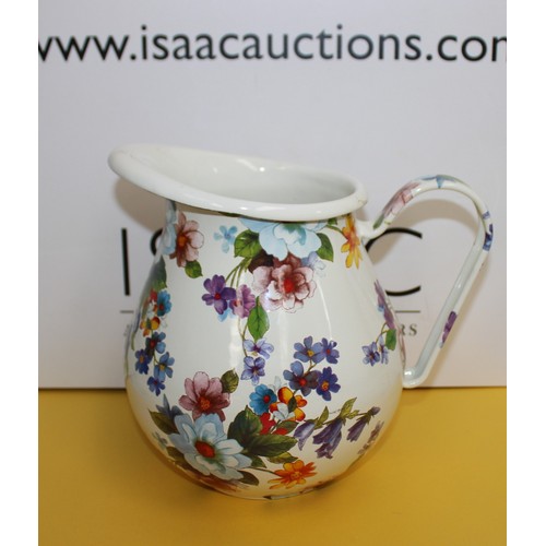 248 - Mackenzie Childs Flower Market Pitcher Made Of Hand-Glazed Steel With Hand-Applied Botanical Transfe... 