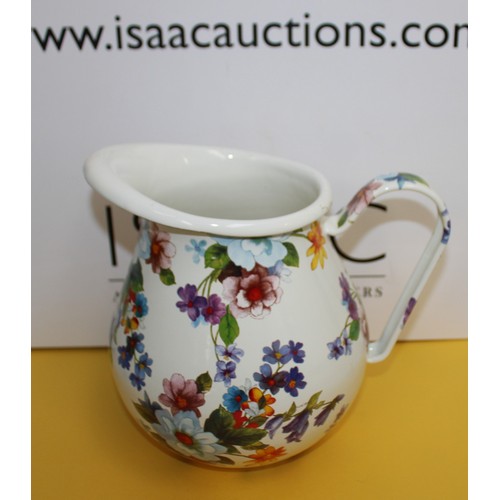248 - Mackenzie Childs Flower Market Pitcher Made Of Hand-Glazed Steel With Hand-Applied Botanical Transfe... 