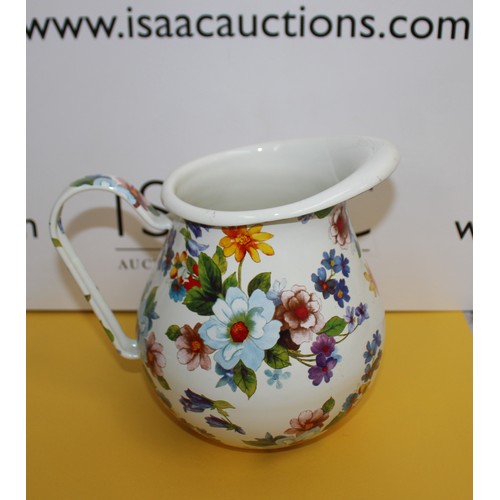 248 - Mackenzie Childs Flower Market Pitcher Made Of Hand-Glazed Steel With Hand-Applied Botanical Transfe... 