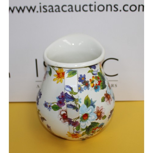 248 - Mackenzie Childs Flower Market Pitcher Made Of Hand-Glazed Steel With Hand-Applied Botanical Transfe... 