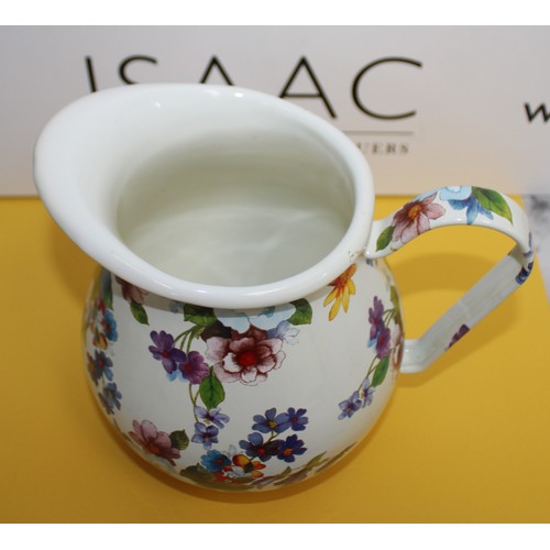 248 - Mackenzie Childs Flower Market Pitcher Made Of Hand-Glazed Steel With Hand-Applied Botanical Transfe... 