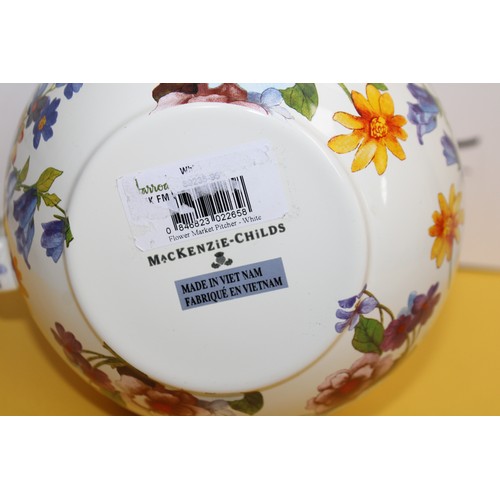 248 - Mackenzie Childs Flower Market Pitcher Made Of Hand-Glazed Steel With Hand-Applied Botanical Transfe... 