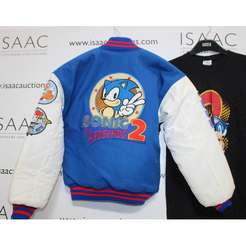 251 - SONIC The Hedgehog 2 PROMOTIONAL Clothing Inc Two x T-Shirts Size Small & Medium/Coat Size 30/32