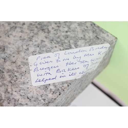 256 - London Bridge Stone Piece 20cm Length With Newspaper Clipping Etc
COLLECTION ONLY