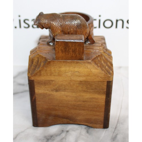 286 - Carved Black Forest Bear Smokers Companion Music Box
Height 15cm