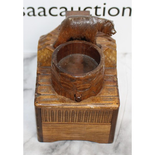 286 - Carved Black Forest Bear Smokers Companion Music Box
Height 15cm