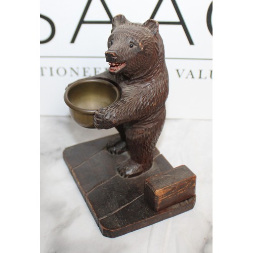 292 - Antique Black Forest Bear Smokers Companion
Height 13cm