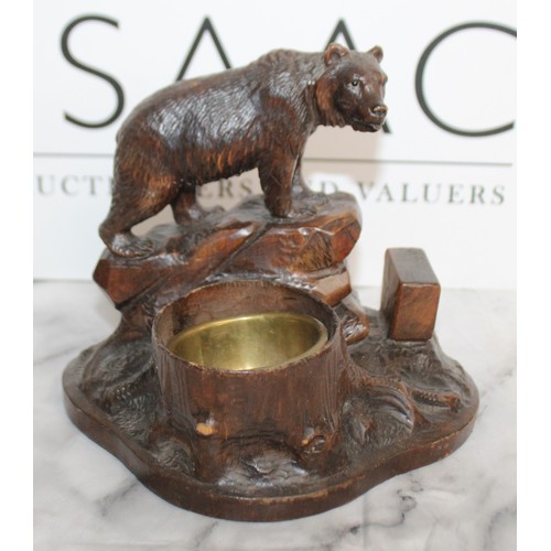 294 - Antique Black Forest Bear Smoking Companion Height 14cm