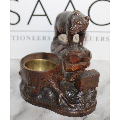 294 - Antique Black Forest Bear Smoking Companion Height 14cm