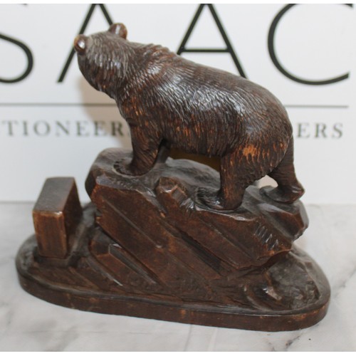 294 - Antique Black Forest Bear Smoking Companion Height 14cm