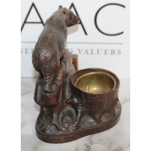 294 - Antique Black Forest Bear Smoking Companion Height 14cm