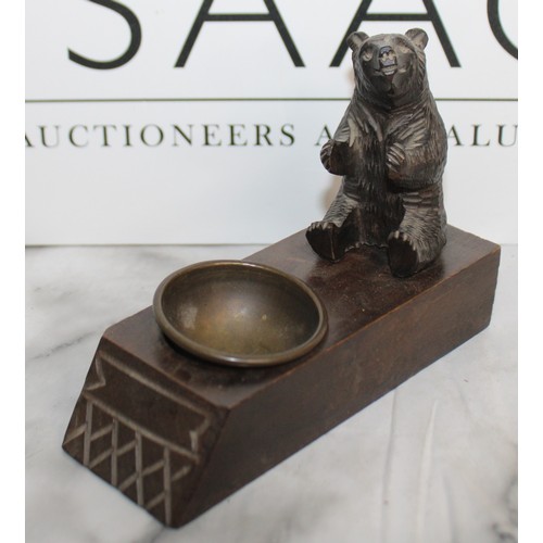 295 - Antique Black Forest Bear Smokers Companion Height 11cm