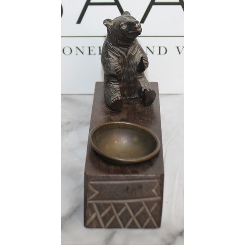 295 - Antique Black Forest Bear Smokers Companion Height 11cm