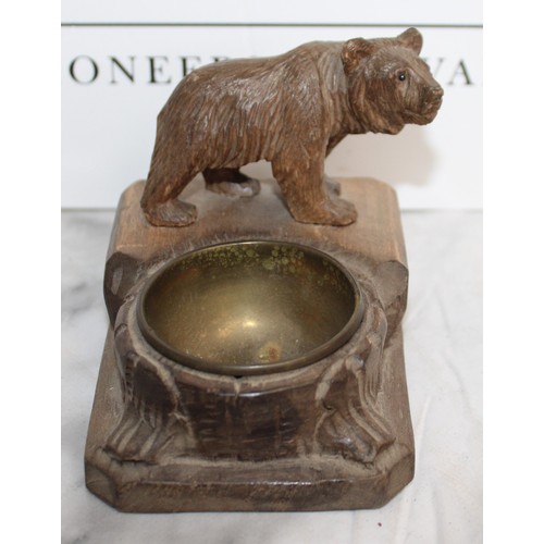 296 - Antique Black Forest Bear Smokers Companion Height 8cm