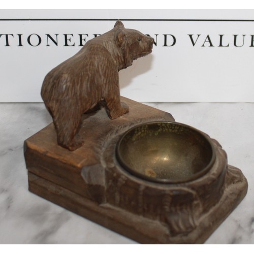 296 - Antique Black Forest Bear Smokers Companion Height 8cm