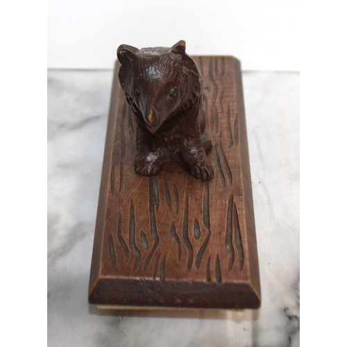 299 - Antique Black Forest Bear Ink Blotter Dimensions 9cm x 15cm