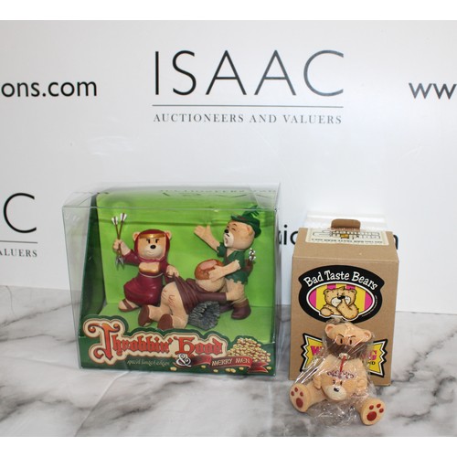 257 - WARNING ADULT CONTENT 2 x Boxed -BAD TASTE BEARS- By Peter Underhill Inc: Throbbin hood Special Limi... 