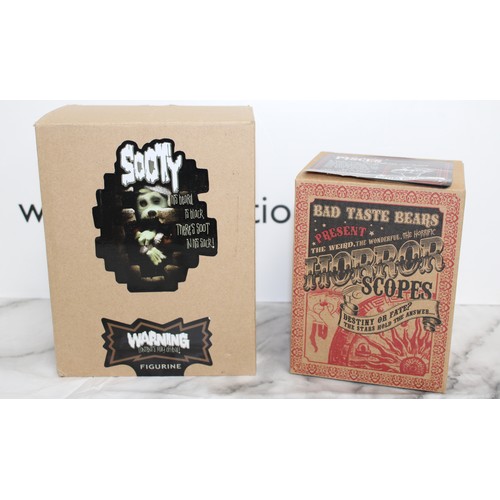 260 - WARNING ADULT CONTENT 2 x Boxed -BAD TASTE BEARS- By Peter Underhill Inc: Sooty And HORROR-SCOPES Pi... 