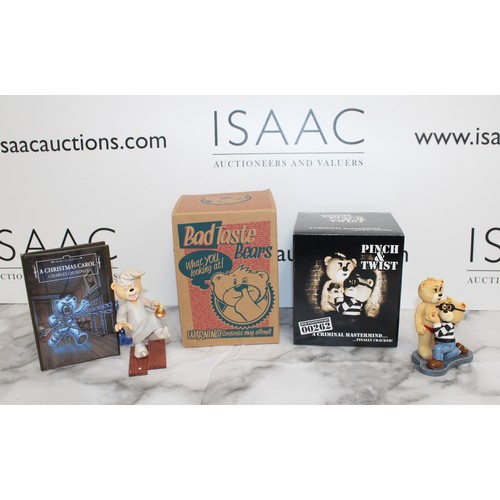 261 - WARNING ADULT CONTENT 2 x Boxed -BAD TASTE BEARS- By Peter Underhill Inc: Christmas Carol And Pinch ... 