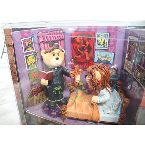 268 - WARNING ADULT CONTENT 2 x Boxed BAD TASTE BEARS By Peter Underhill Inc: 'The Den Of INIQUITY The Bed... 