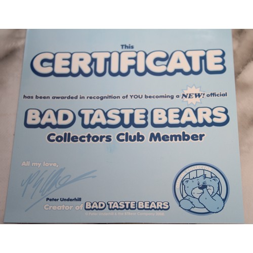 271 - WARNING ADULT CONTENT 2 x Boxed BAD TASTE BEARS By Peter Underhill Inc: Master Bates And Club Sandwi... 