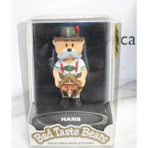 272 - WARNING ADULT CONTENT 2 x Boxed BAD TASTE BEARS By Peter Underhill Inc: Fabio And Hans