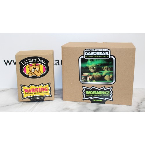 273 - WARNING ADULT CONTENT 2 x Boxed BAD TASTE BEARS By Peter Underhill Inc: Dagobear And Skinner
