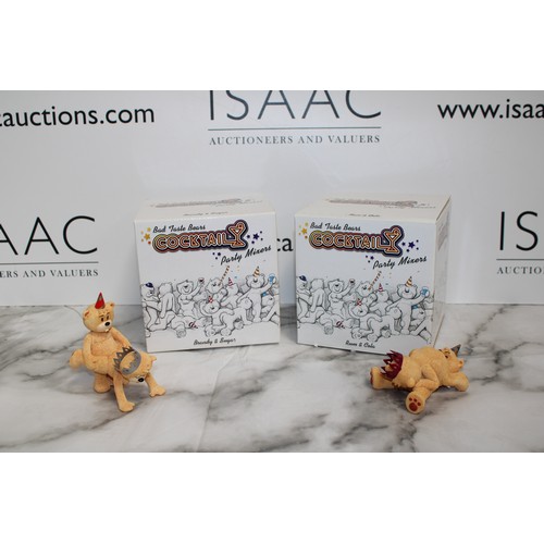 274 - WARNING ADULT CONTENT 2 x Boxed BAD TASTE BEARS By Peter Underhill Inc: Rum & Cola And Brandy & Suga... 