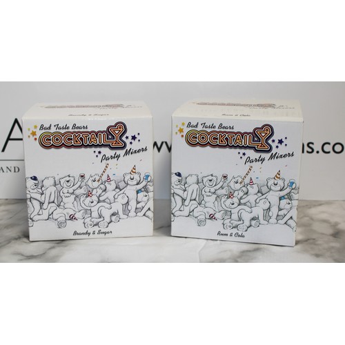 274 - WARNING ADULT CONTENT 2 x Boxed BAD TASTE BEARS By Peter Underhill Inc: Rum & Cola And Brandy & Suga... 