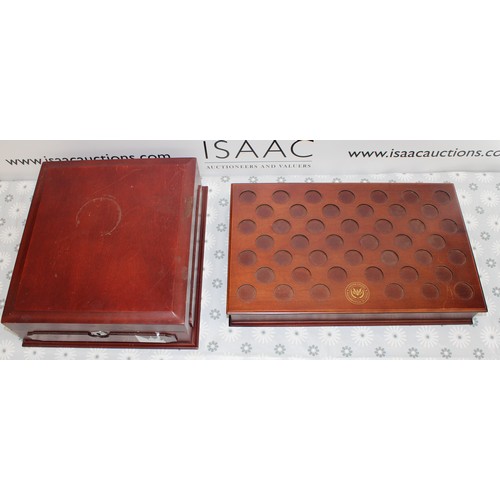 279 - 2 x EMPTY Coin Display Cases Largest Case Size 38.5cm x 28.5cm 
COLLECTION ONLY