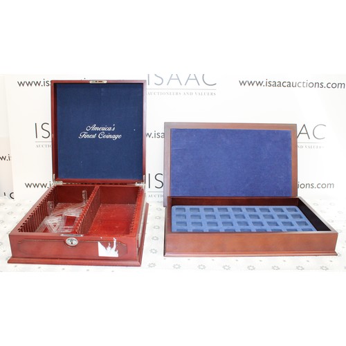 279 - 2 x EMPTY Coin Display Cases Largest Case Size 38.5cm x 28.5cm 
COLLECTION ONLY