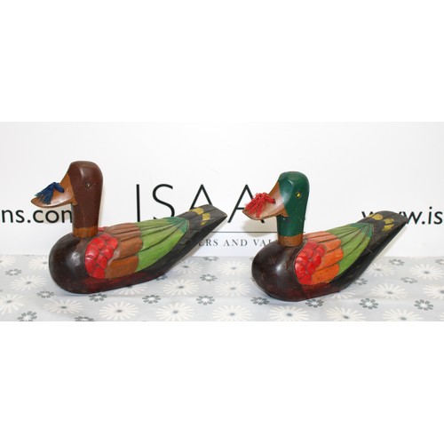 300 - Two Decorative Hand Painted Carved Ducks (Decoy Ducks) Length 23cm