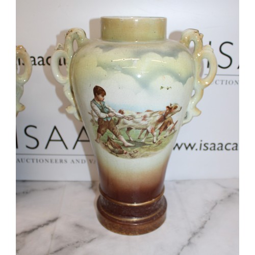 280 - Two Vintage Hand Painted Vases Tallest Height-34.5cm
Please See Pictures As Damage/Repair Shown
COLL... 